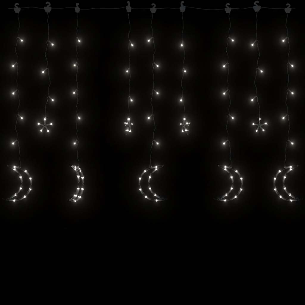 Vidaxl Light garland star and moon remote control 138 LEDs Cold White
