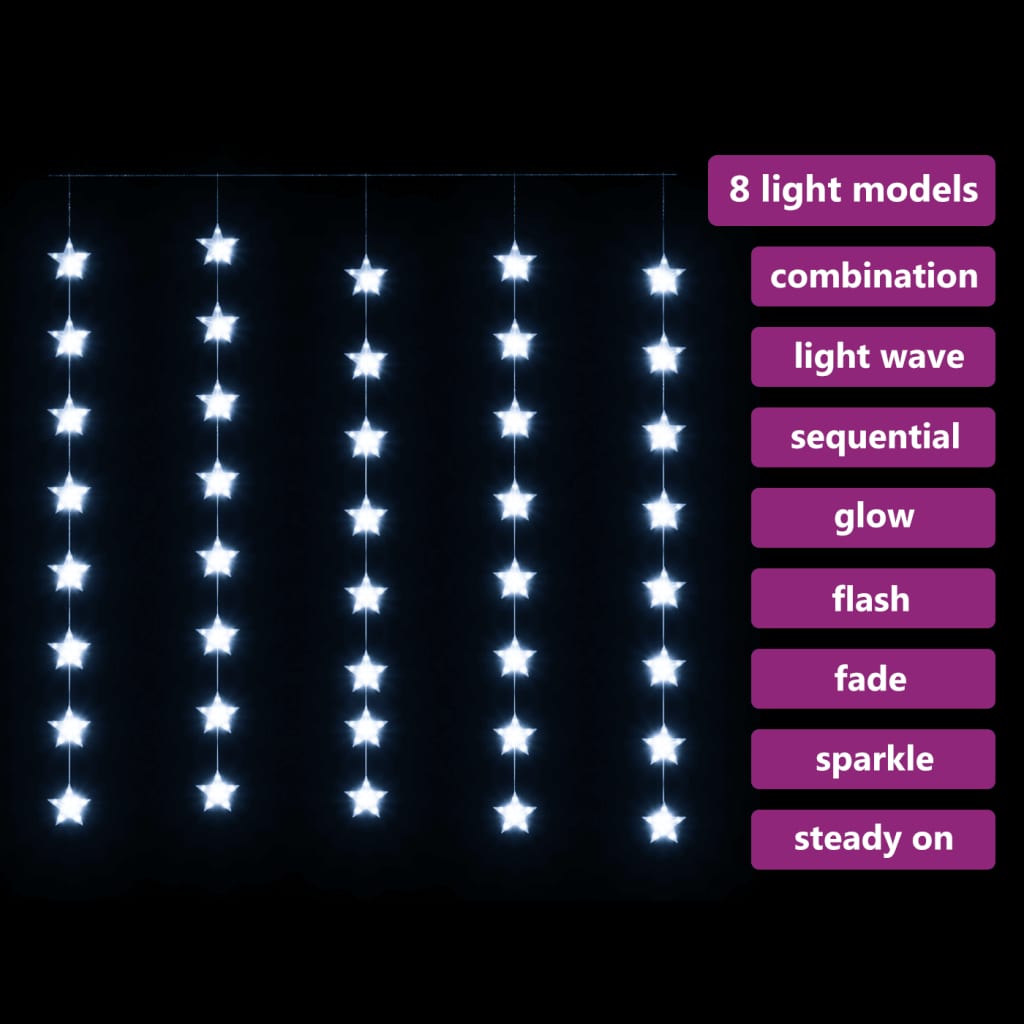 Vidaxl light corder stars with 200 LEDs and 8 functions cold white