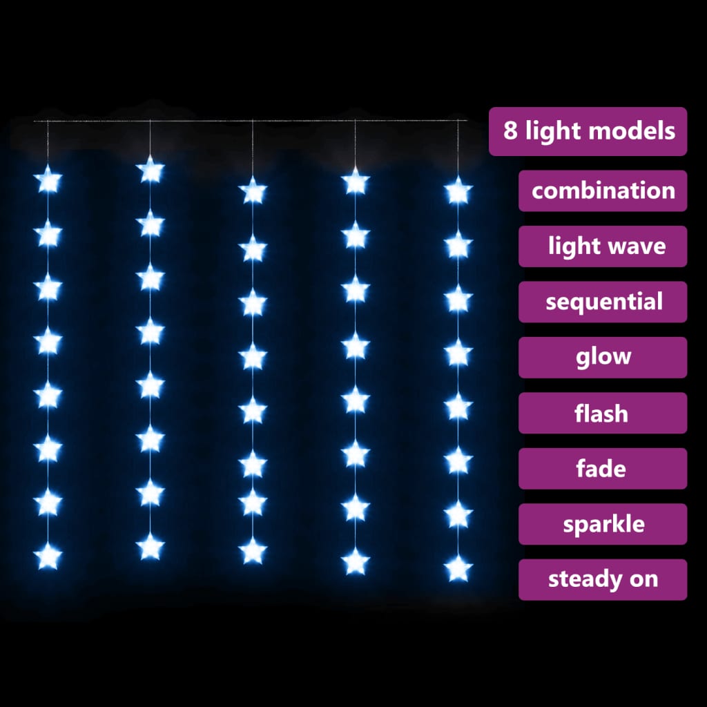 Vidaxl light corder stars with 200 LEDs and 8 functions blue
