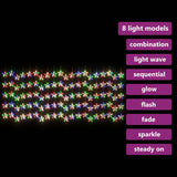 Vidaxl Light Cord Curtain Stars med 500 lysdioder 8 Funktioner Multi -färgade