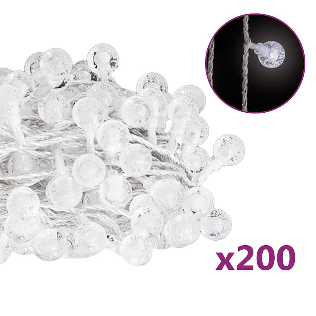 Vidaxl Light Cord s 200 LED 8 funkcemi studená bílá 20 m