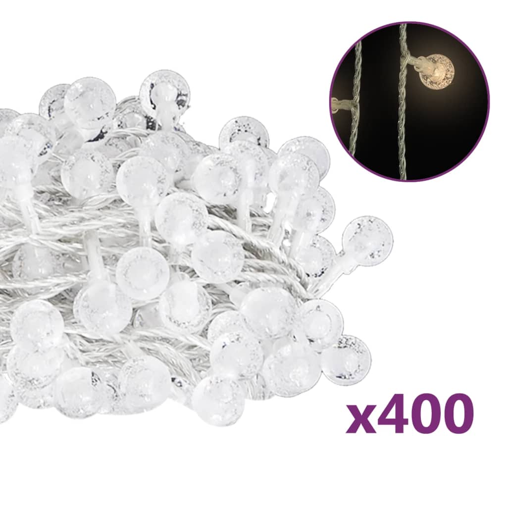 Vidaxl light cord with 400 LEDs 8 functions warm white 40 m