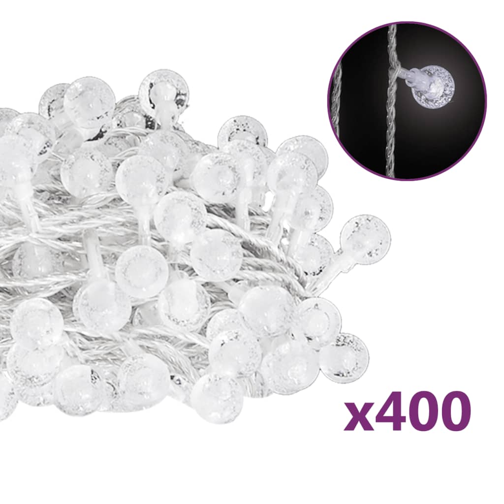 Vidaxl light cord with 400 LEDs 8 functions Cold white 40 m