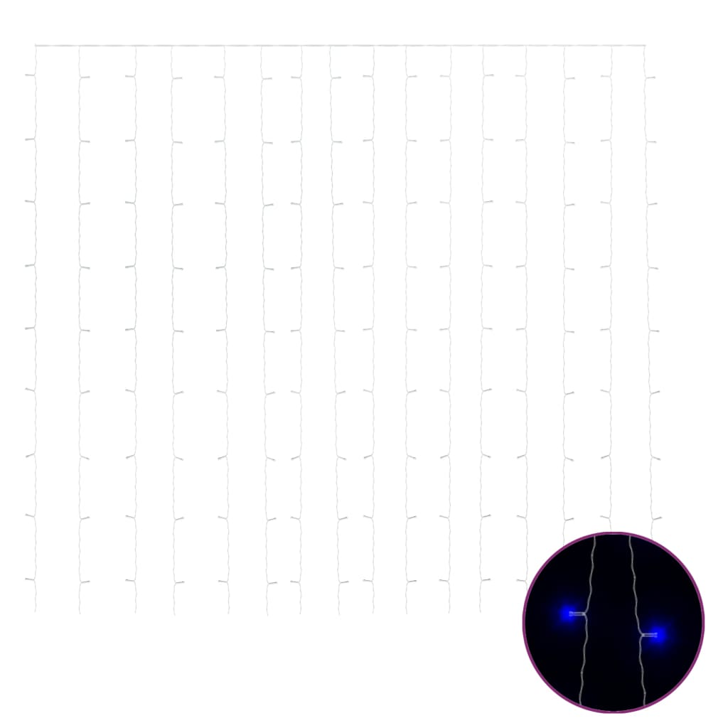 Vidaxl light corder blind with 300 LEDs and 8 functions 3x3 m blue