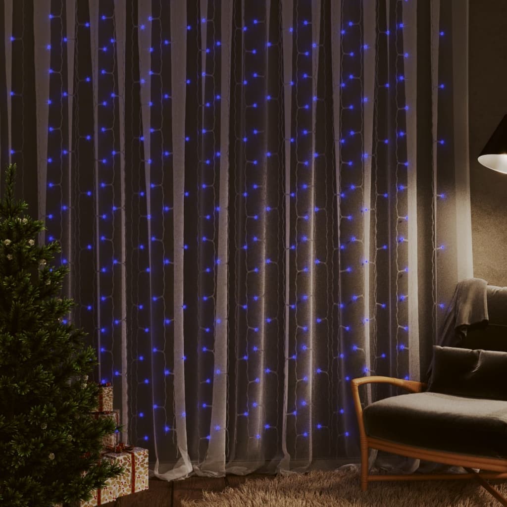 Vidaxl light corder blind with 300 LEDs and 8 functions 3x3 m blue