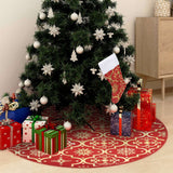 Vidaxl Christmas tree skirt luxury with sock 150 cm fabric red