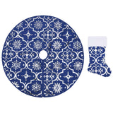 Vidaxl Christmas tree skirt luxury with sock 150 cm fabric blue