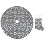 Vidaxl Christmas tree skirt luxury with sock 150 cm fabric gray