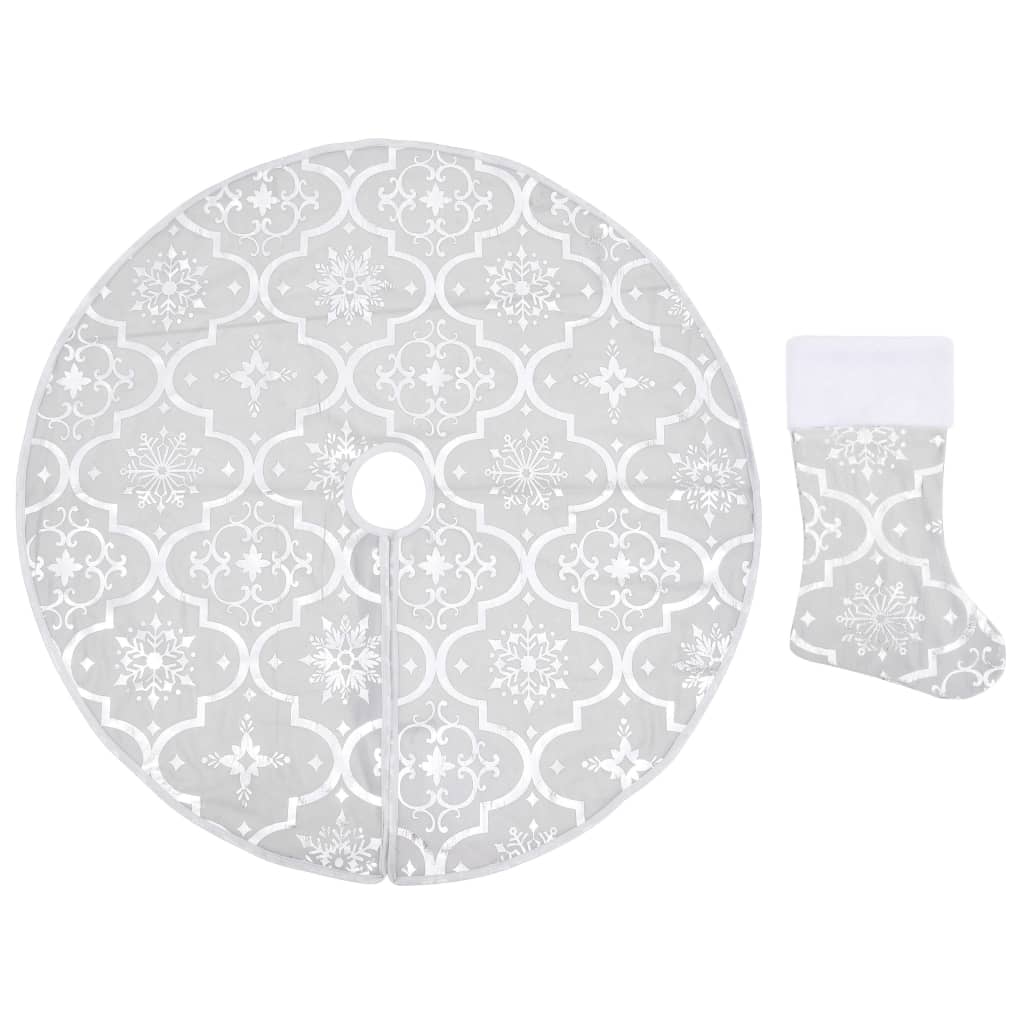 Vidaxl Christmas tree skirt luxury with sock 122 cm fabric white