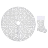 Vidaxl Christmas tree skirt luxury with sock 150 cm fabric white