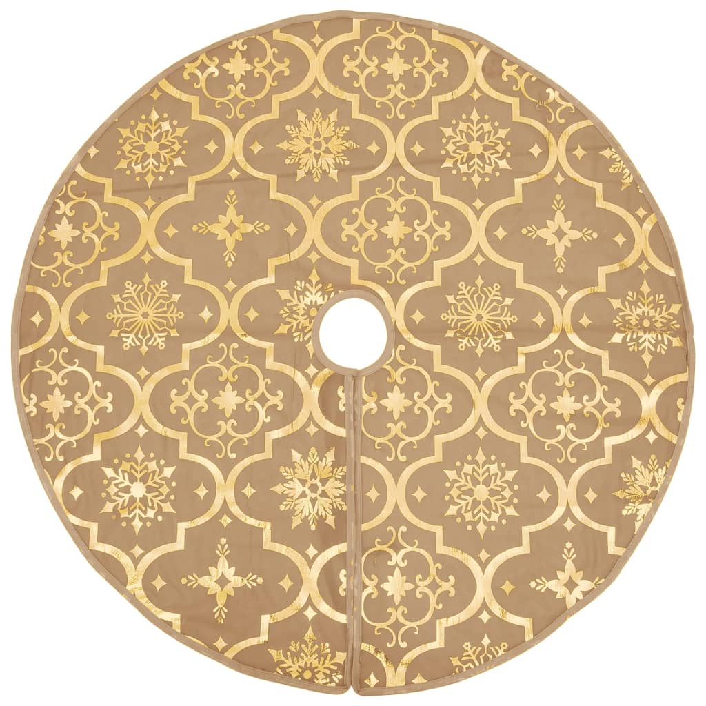 Vidaxl Jupe d'arbre de Noël luxe avec chaussette 90 cm tissu jaune