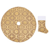 Vidaxl Christmas tree skirt luxury with sock 122 cm fabric yellow