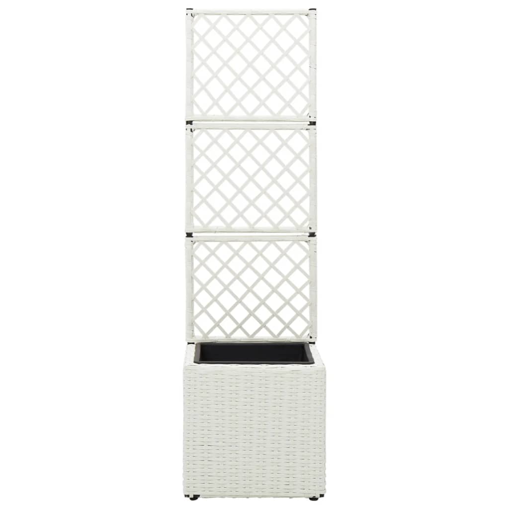Vidaxl Latwerkplantenbak zvednutý s 1 hrnce 30x30x107 cm ratan bílý