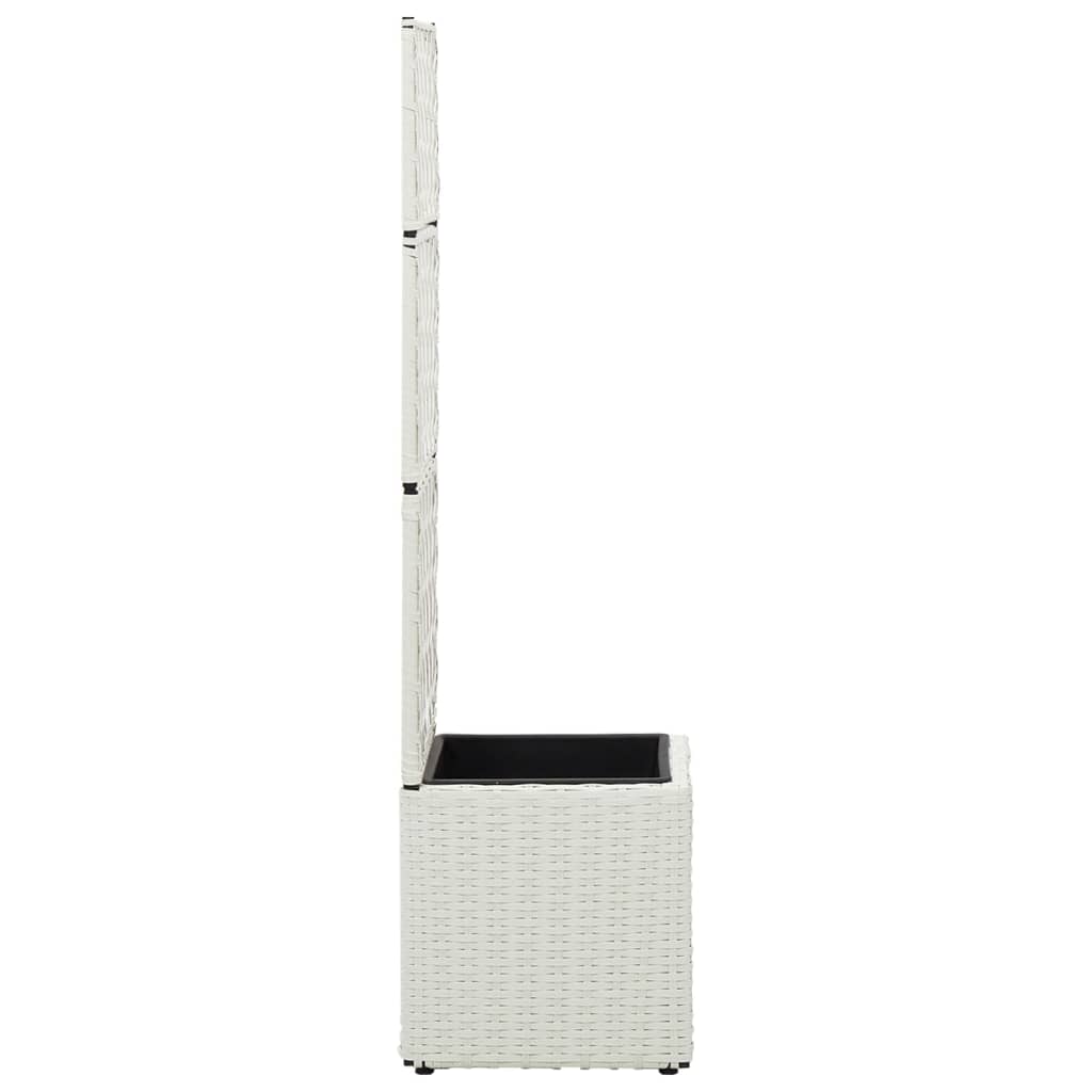 Vidaxl Latwerkplantenbak zvednutý s 1 hrnce 30x30x107 cm ratan bílý