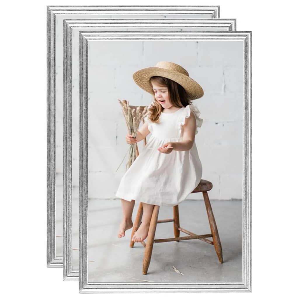 Foto rámečky Vidaxl 3 ks pro zeď nebo tabulku 7x90 cm mdf stříbrné barvy