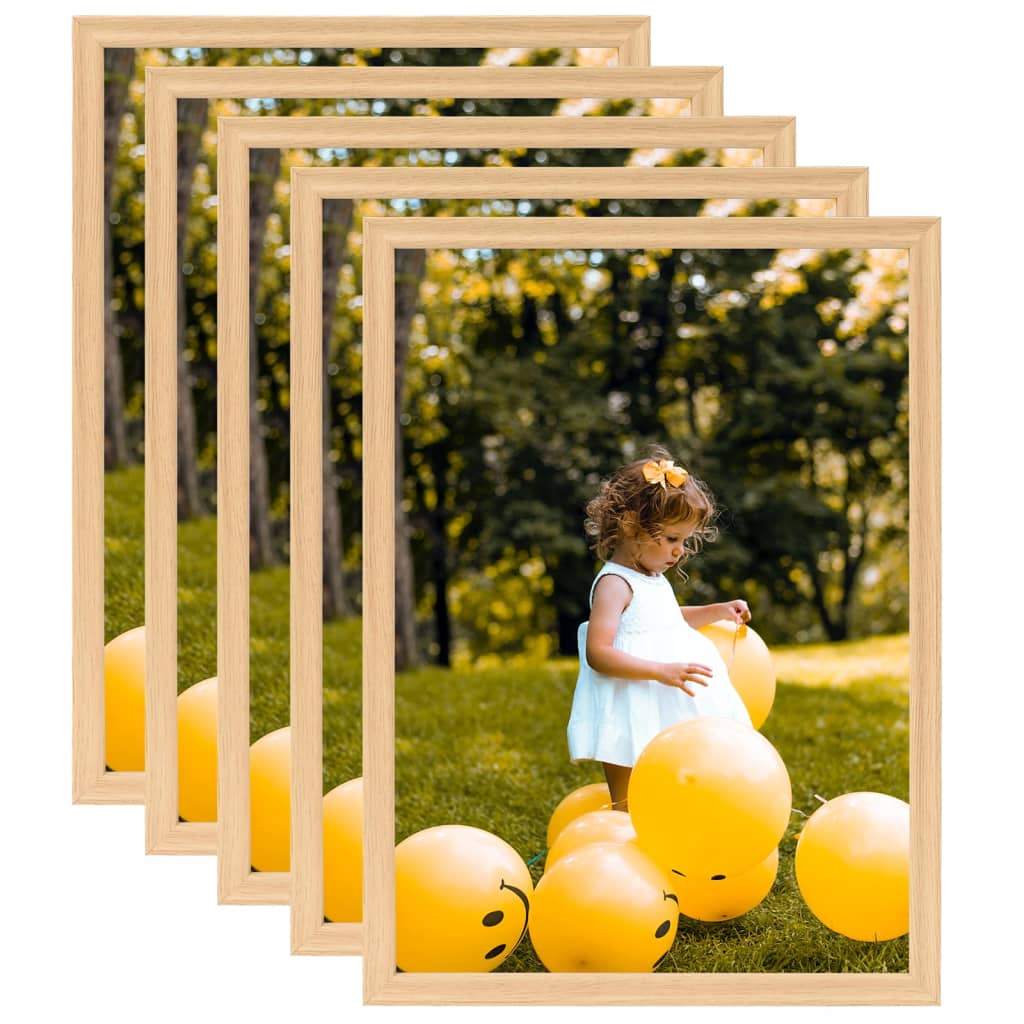 Fotografické rámečky Vidaxl 5 ks pro zeď nebo tabulku 59.4x84 cm světlá dubová barva