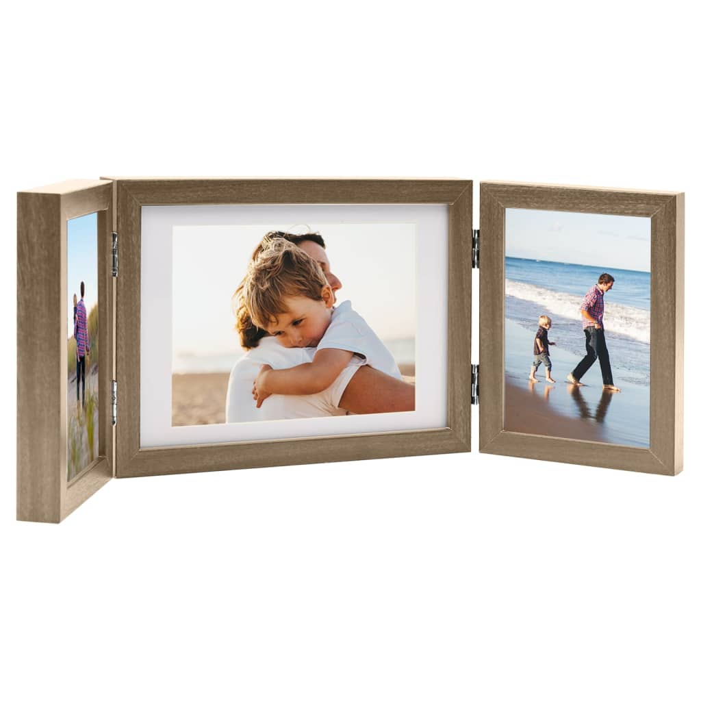 Vidaxl Photo frame Triptych 22x15 cm+2x (10x15 cm) light brown