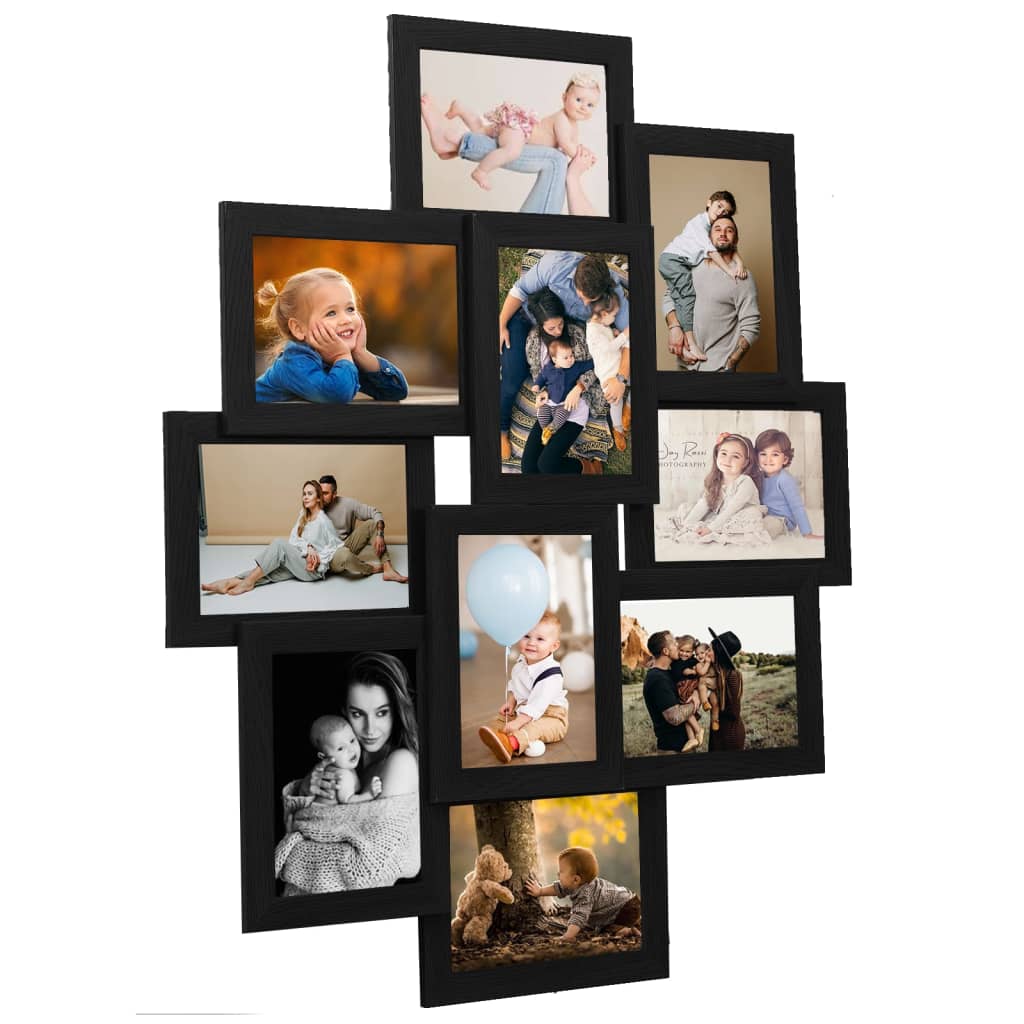 Vidaxl photo frame for 10x(10x15 cm) photo MDF black