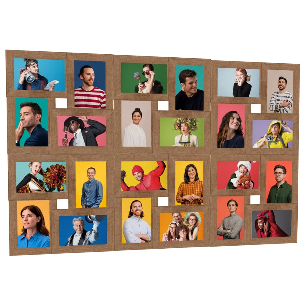 Cadre photo Vidaxl pour 24 x (10x15 cm) Photo MDF marron clair