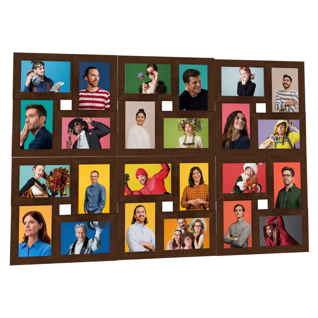 Vidaxl Photo Cadre pour 24x (10x15 cm) Photo MDF Brown foncé