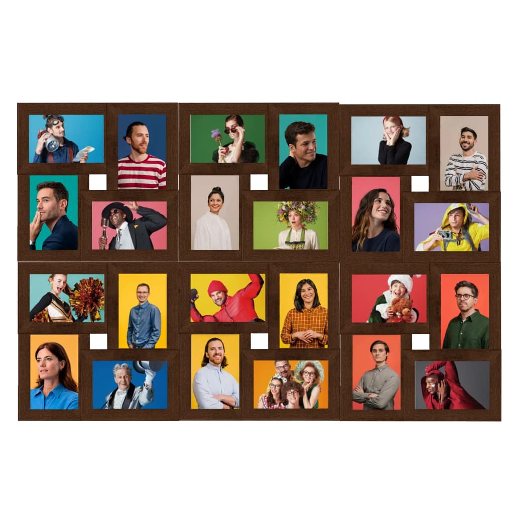 Vidaxl Photo Cadre pour 24x (10x15 cm) Photo MDF Brown foncé