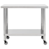 Vidaxl keukenwerktafel met wielen 80x60x85 cm roestvrij staal