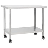 Vidaxl Kitchenwork table with wheels 100x30x85 cm Stainless steel