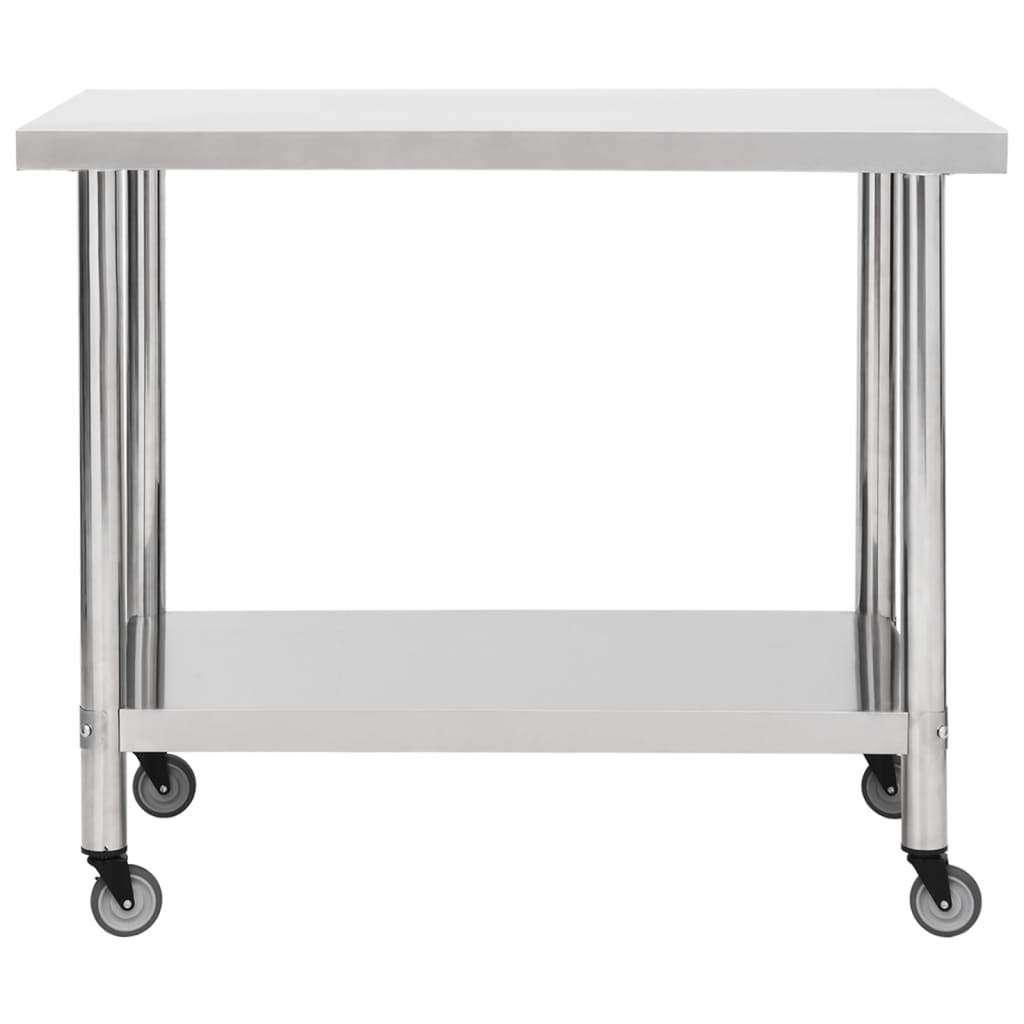 Vidaxl Kitchenwork table with wheels 100x30x85 cm Stainless steel