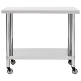 Vidaxl Kitchenwork table with wheels 100x30x85 cm Stainless steel