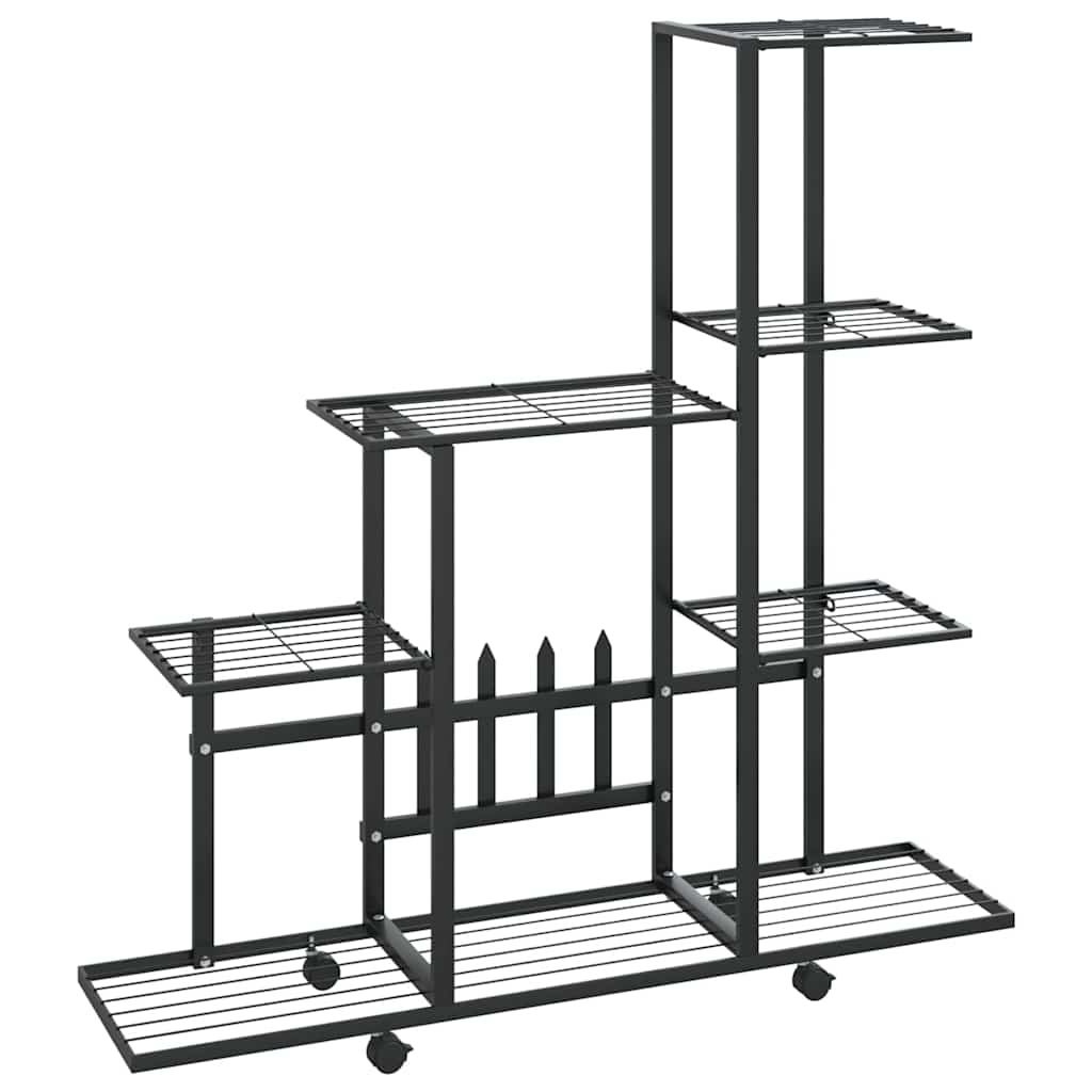 Vidaxl Flower Stand with Wheels 94,5x25x92,5 cm Metal Black