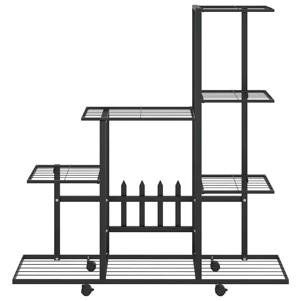 Vidaxl Flower Stand with Wheels 94,5x25x92,5 cm Metal Black