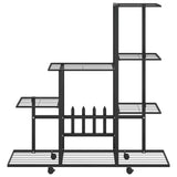 Vidaxl Flower Stand with Wheels 94,5x25x92,5 cm Metal Black