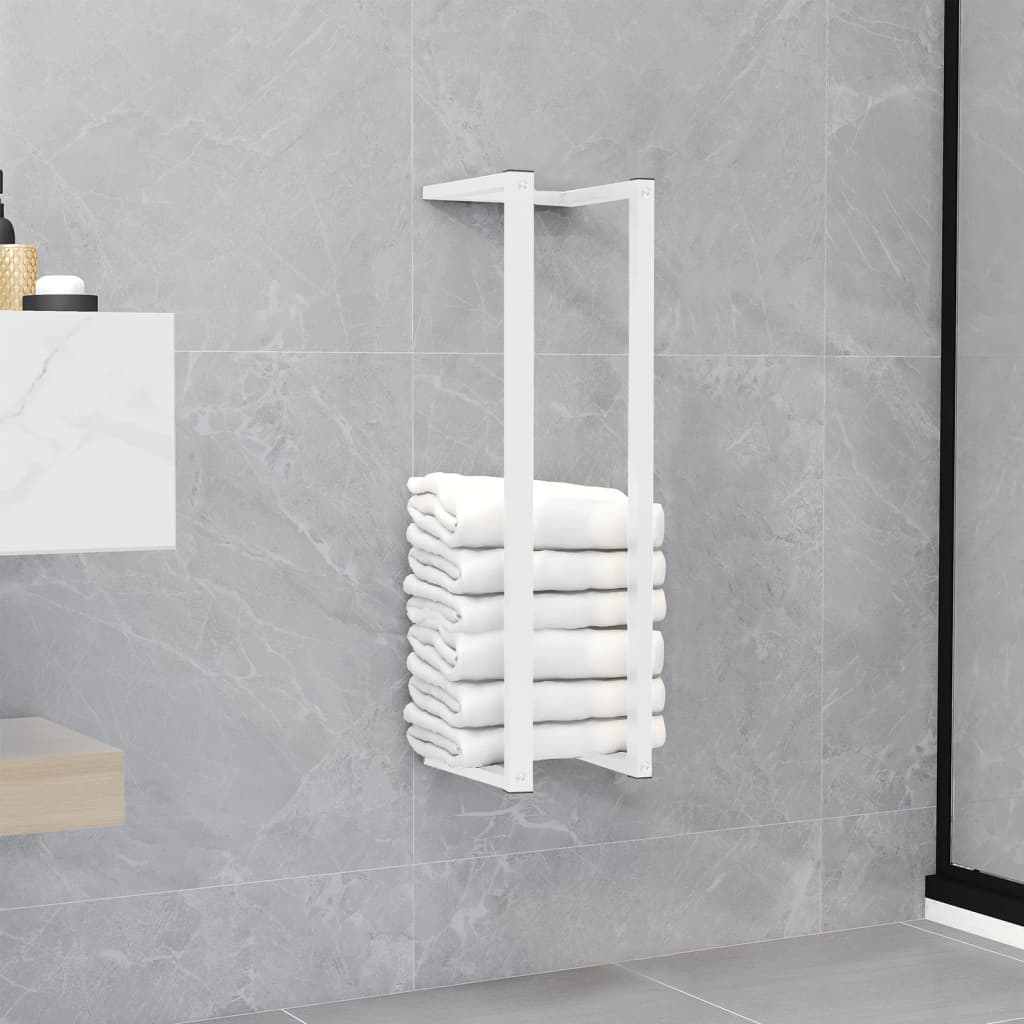 Rack de toalha Vidaxl 12,5x12.5x60 cm de aço branco