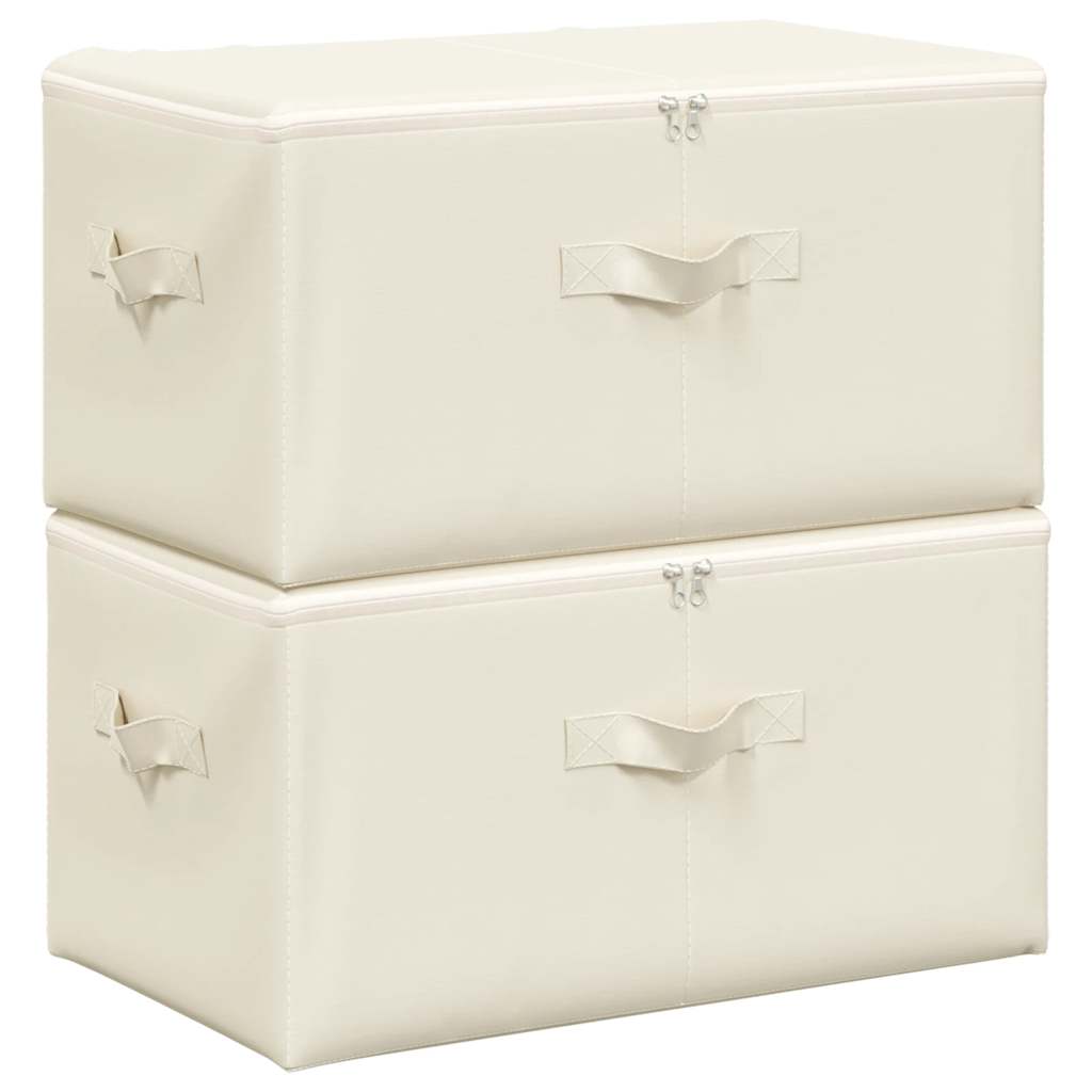 Vidaxl storage boxes 2 pcs 43x34x23 cm fabric cream -colored