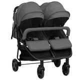 Vidaxl twin buggy oceľová tmavošedá a čierna