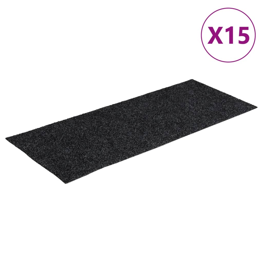 Vidaxl stair mats self -adhesive 15 pieces 60x25 cm gray rectangular