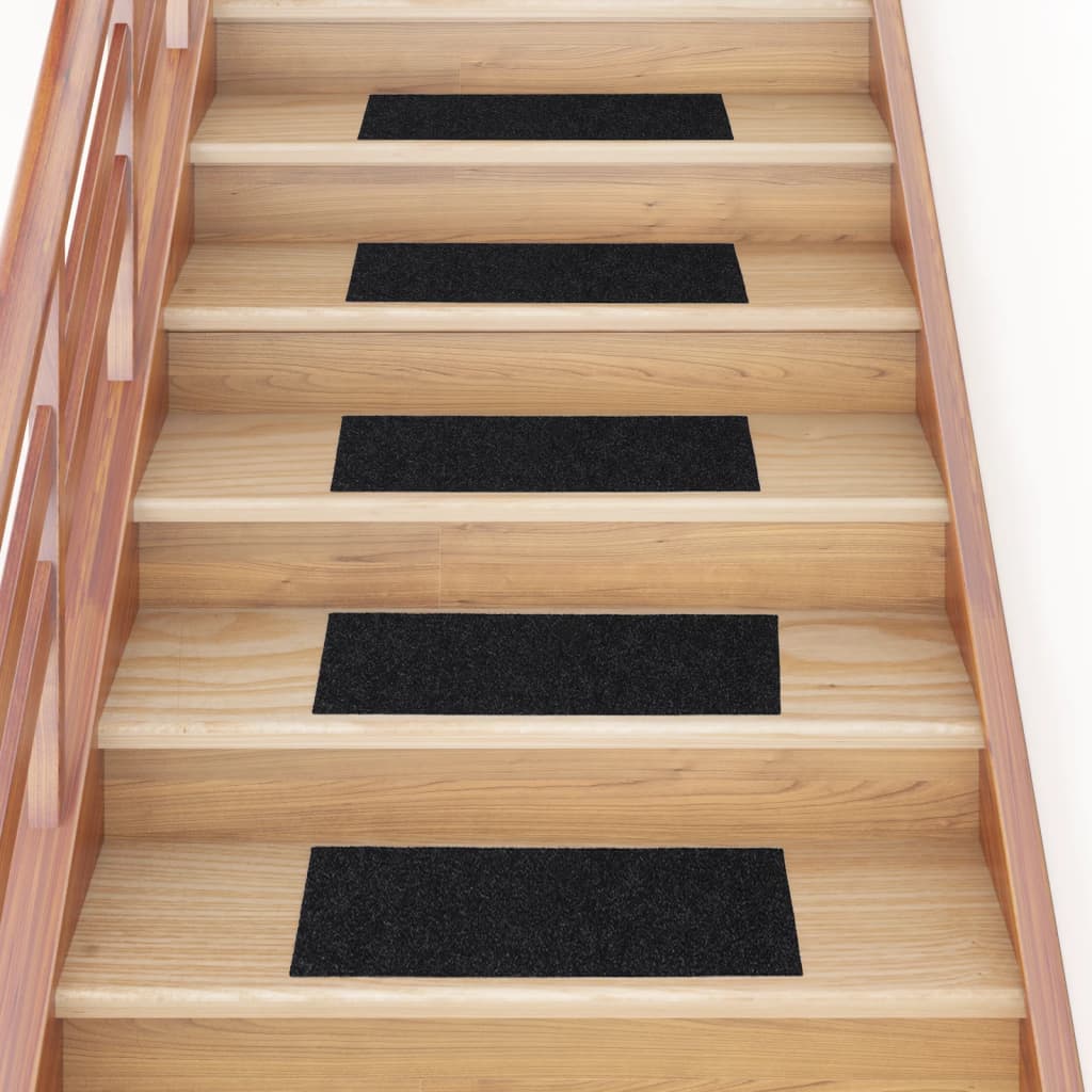 Vidaxl stair mats self -adhesive 15 pieces 60x25 cm black rectangular