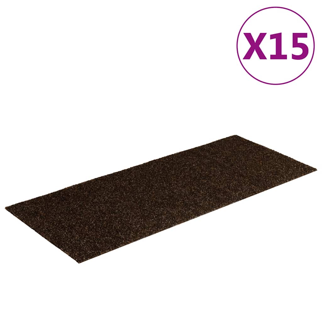 Vidaxl stair mats self -adhesive 15 pieces 60x25 cm brown rectangular