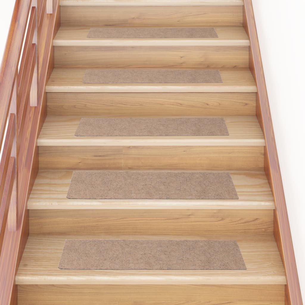 Vidaxl stair mats self -adhesive 15 pieces 76x20 cm light brown rectangular