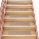 Vidaxl stair mats self -adhesive 15 pieces 76x20 cm light brown rectangular