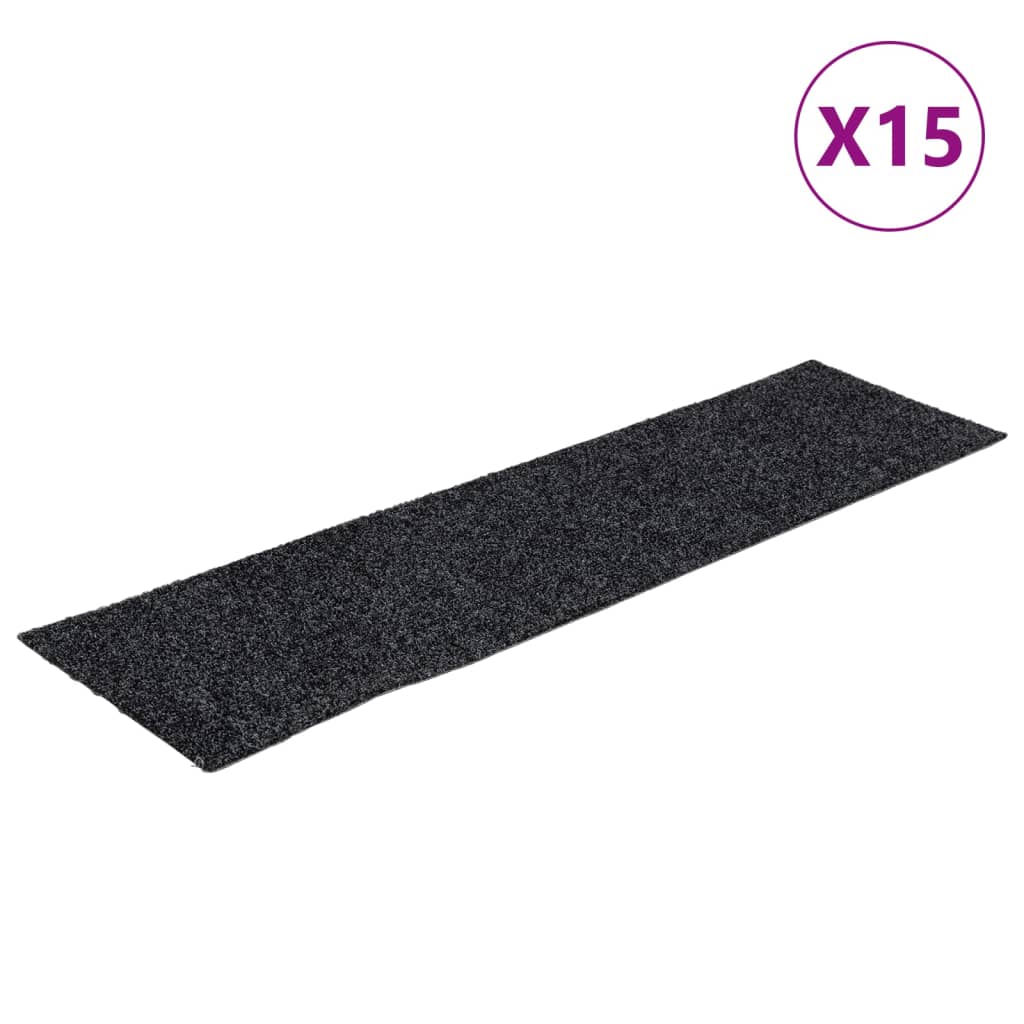 Vidaxl stair mats self -adhesive 15 pieces 76x20 cm gray rectangular