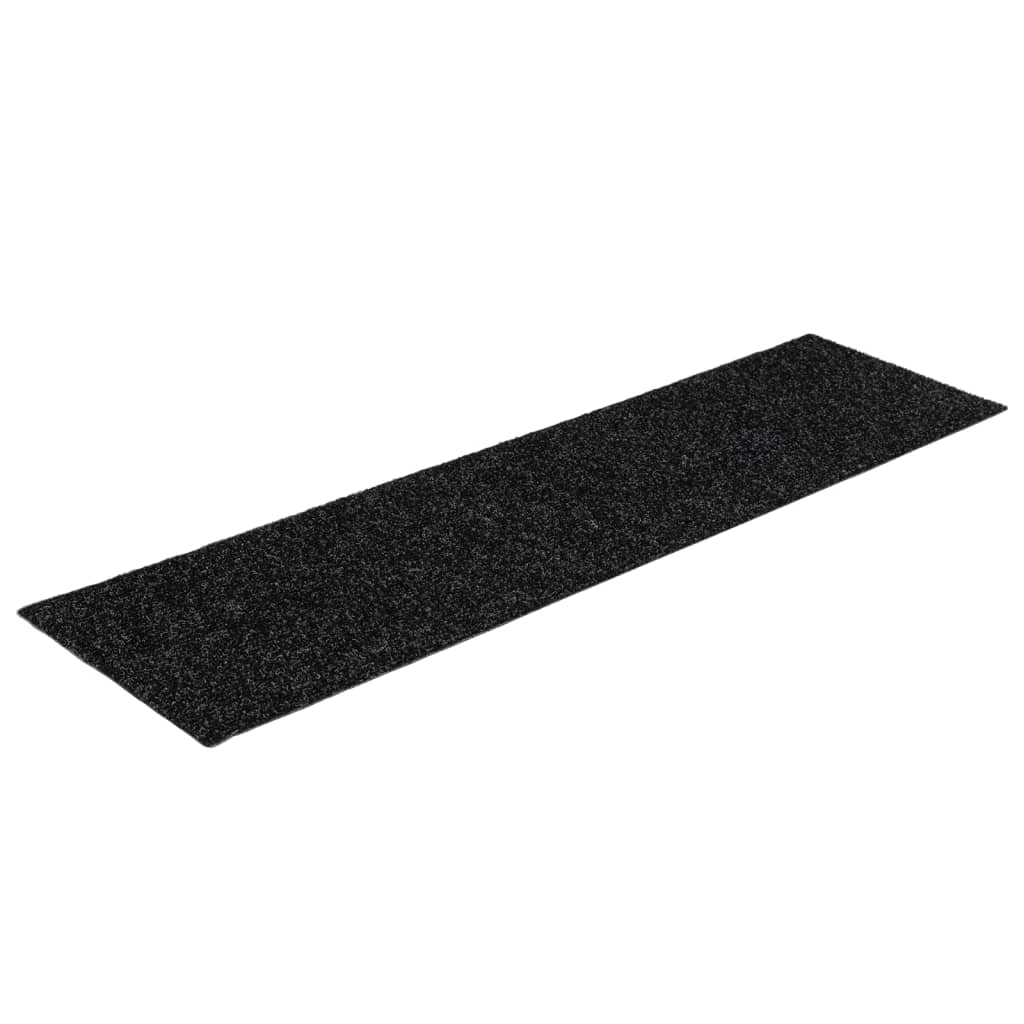 Vidaxl Self-Adhesive Stair Mats, 15 Pieces, 76x20 cm, Black, Rectangular