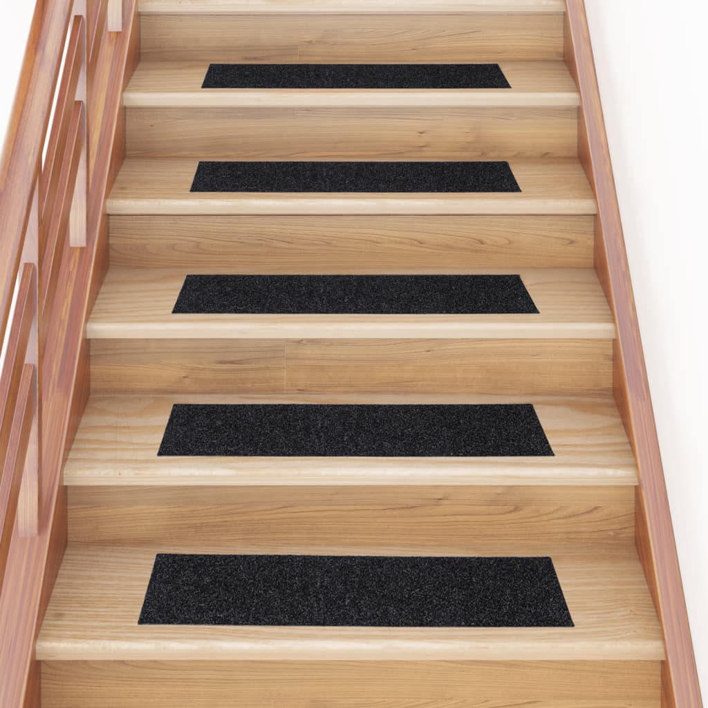 Vidaxl stair mats self -adhesive 15 pieces 76x20 cm black rectangular