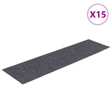 Vidaxl trappematter selvbehandle 15 stykker 76x20 cm lysegrå rektangulær