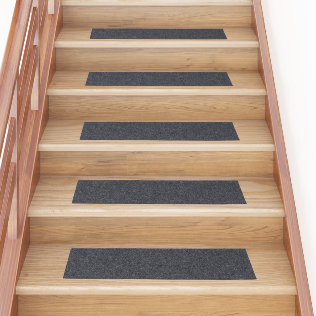 Vidaxl trappematter selvbehandle 15 stykker 76x20 cm lysegrå rektangulær
