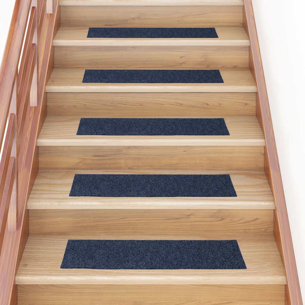 Vidaxl trapmatten zelfklevend 15 stuks 76x20 cm grijs blauw rechthoekig