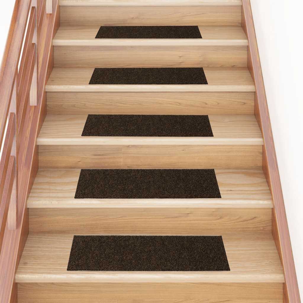 Vidaxl stair mats self -adhesive 15 pieces 76x20 cm brown rectangular