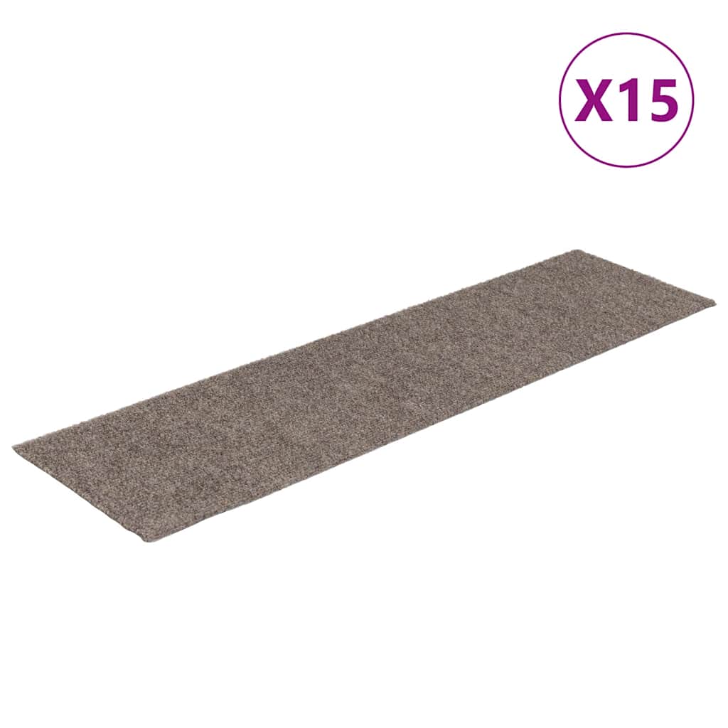Vidaxl trappematter selvbehandle 15 stykker 76x20 cm beige rektangulær