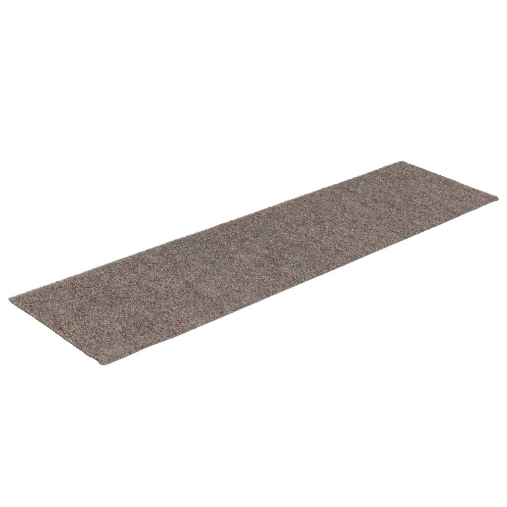 Vidaxl trappematter selvbehandle 15 stykker 76x20 cm beige rektangulær
