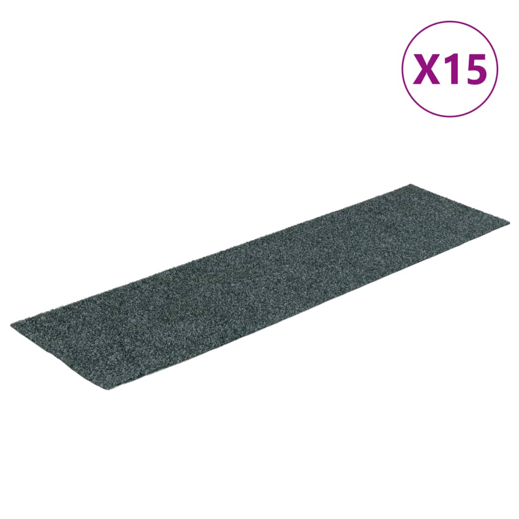 Vidaxl Stairs Mats Self -Adhesive 15 Pieces 76x20 CM Green Rectangular